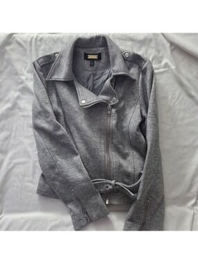 Greylin Grey Boucle Knit Moto Jacket S